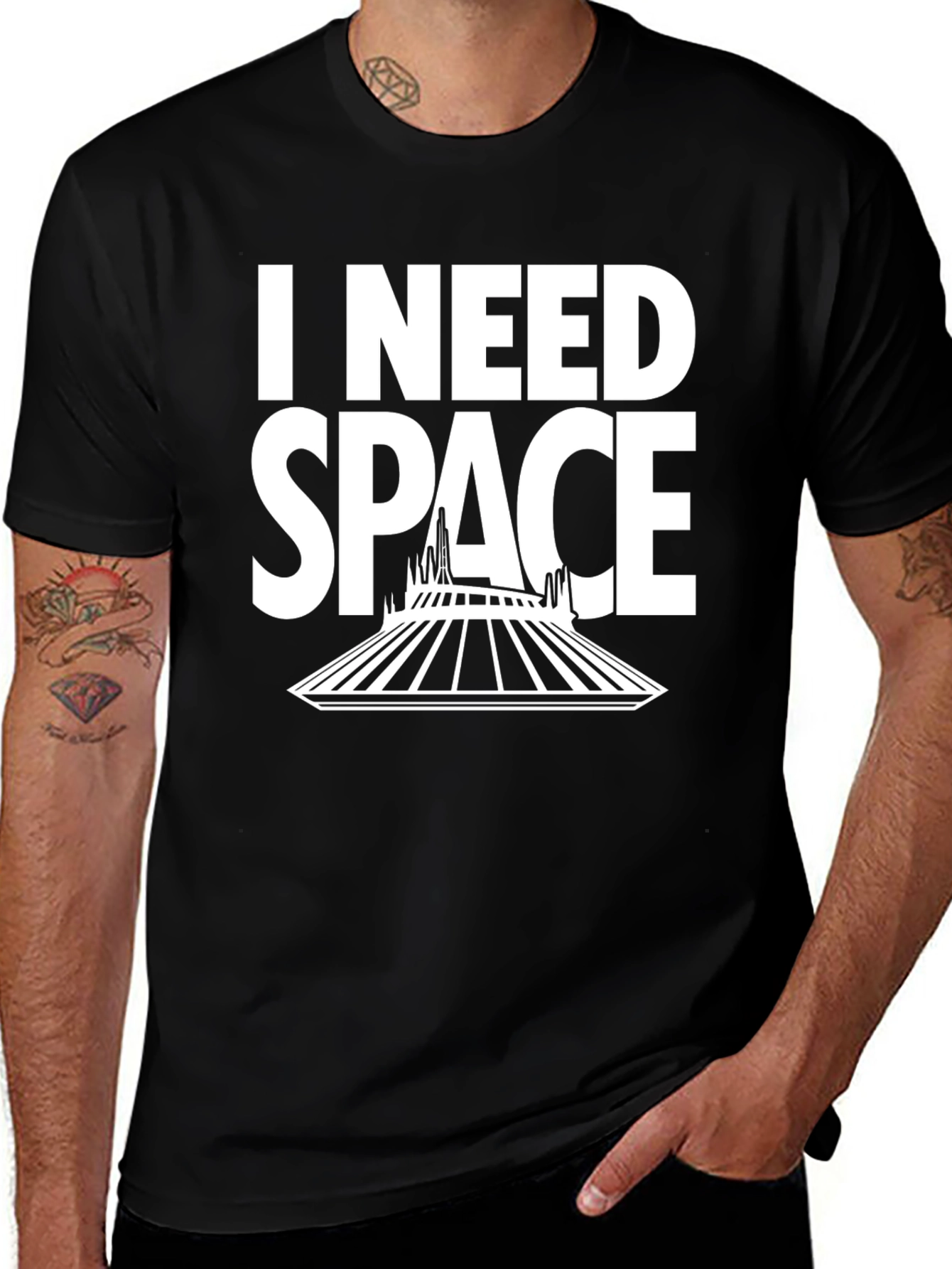 I Need Space T-Shirt - Black Cotton Blend
