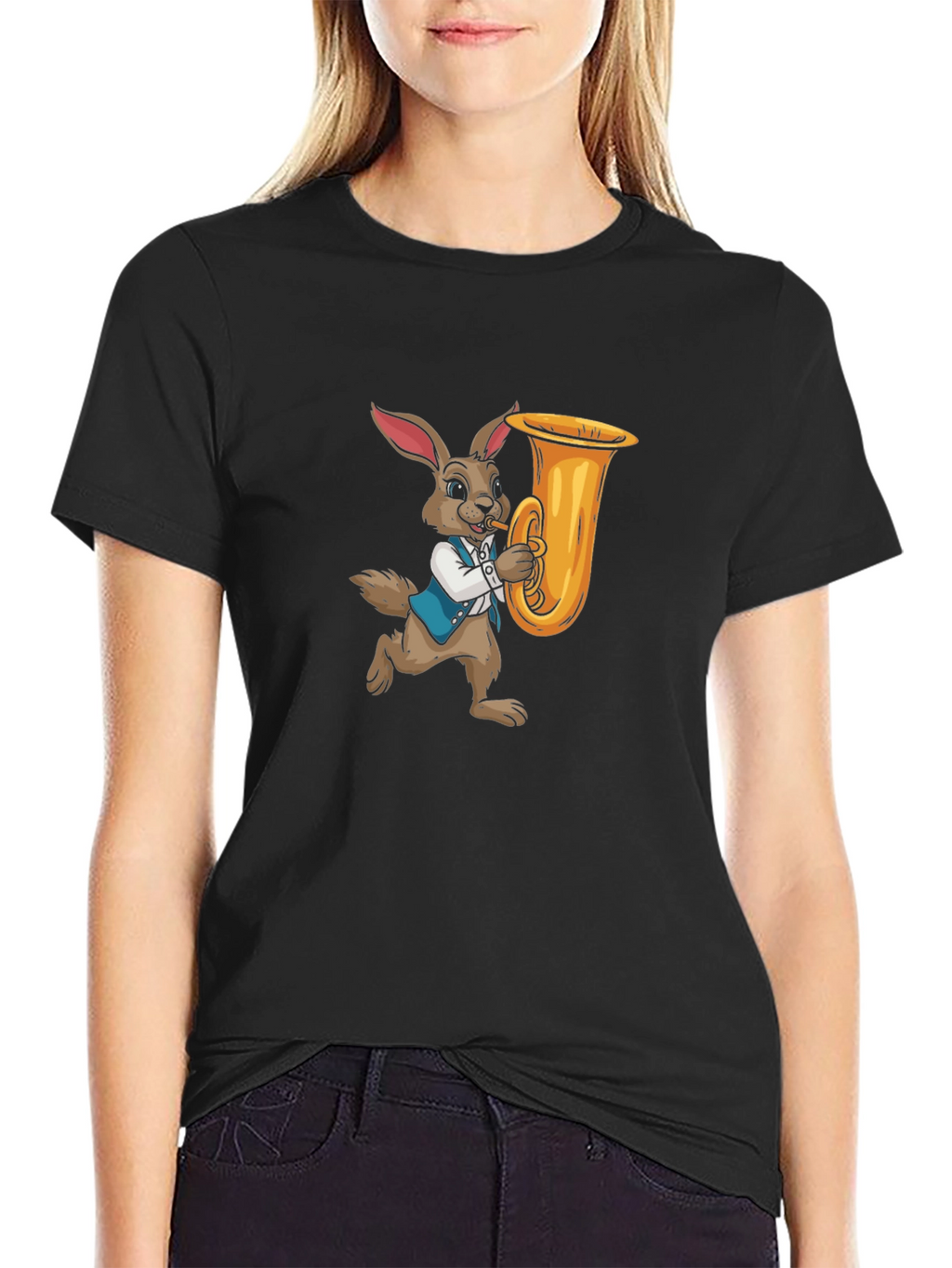 Rabbit Playing Tuba Graphic Tee