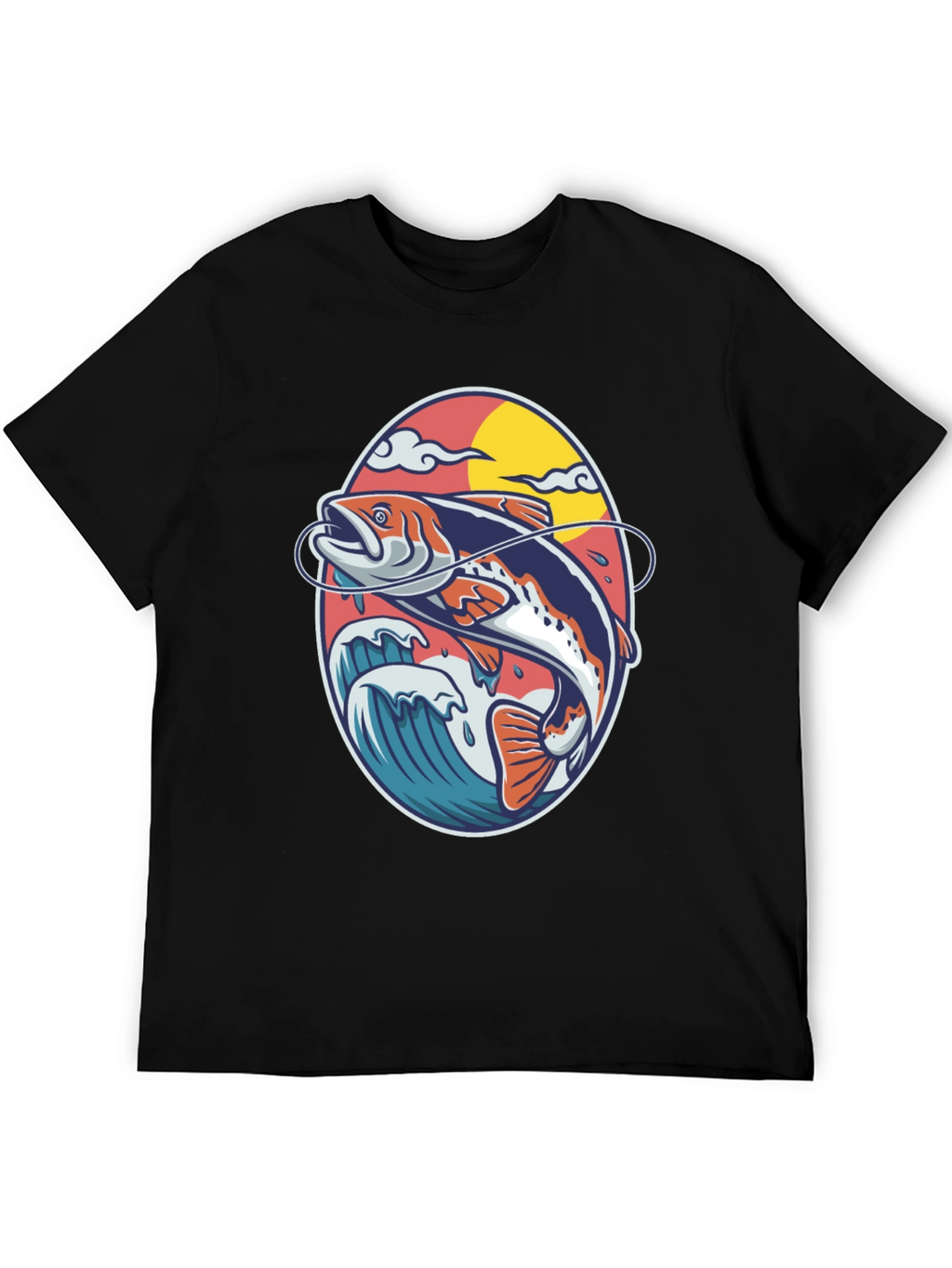 Fishing T-Shirt - Fish Jumping Out of Water Design