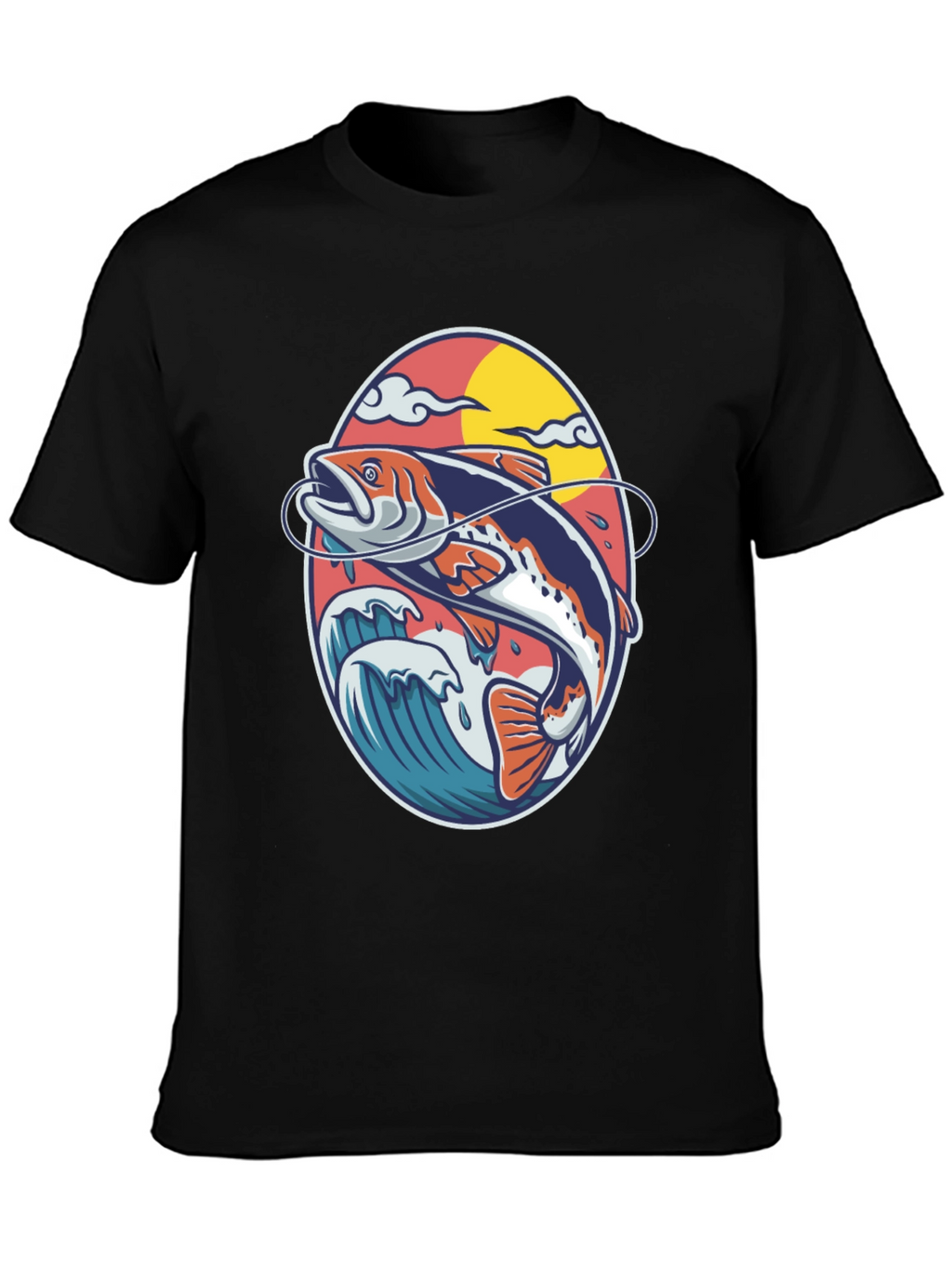 Fishing T-Shirt - Fish Jumping Out of Water Design
