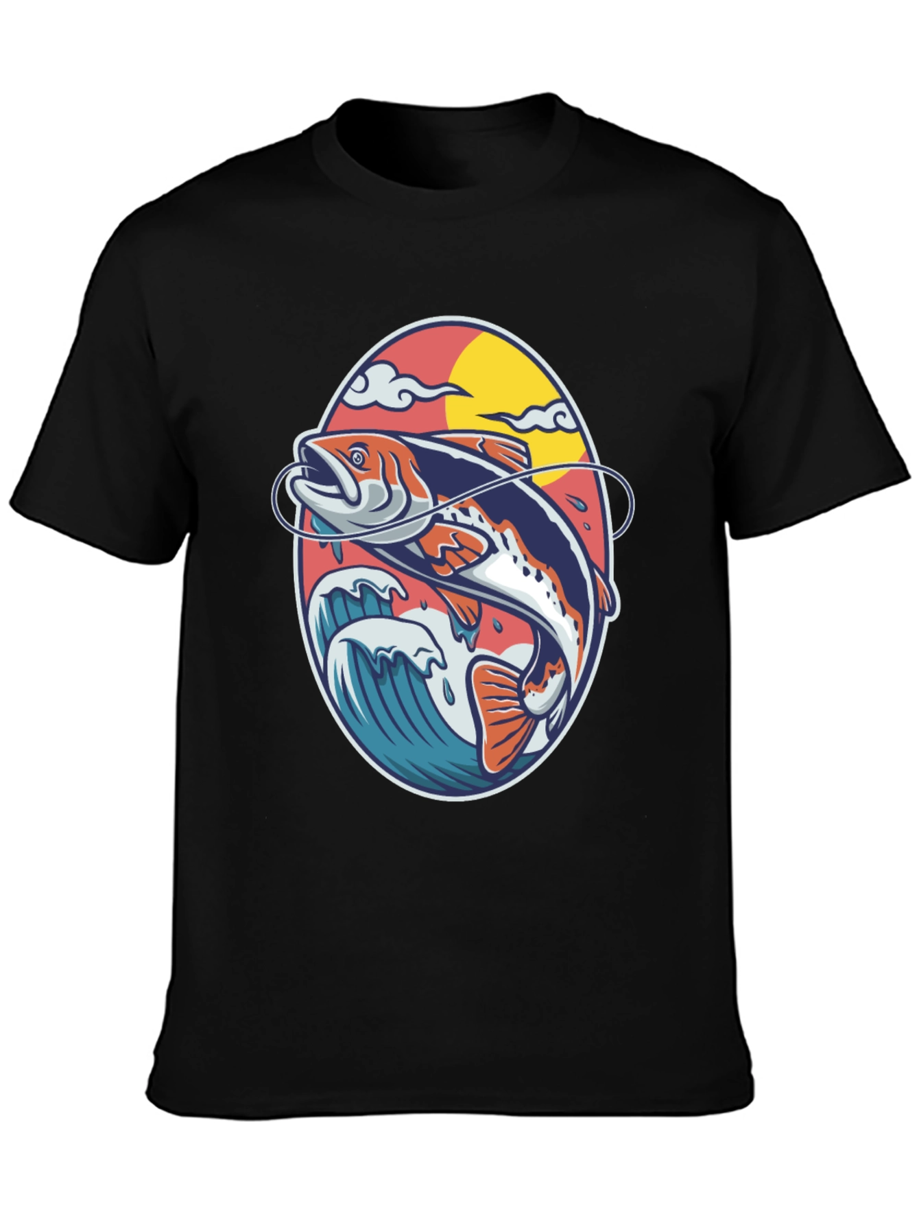 Fishing T-Shirt - Fish Jumping Out of Water Design