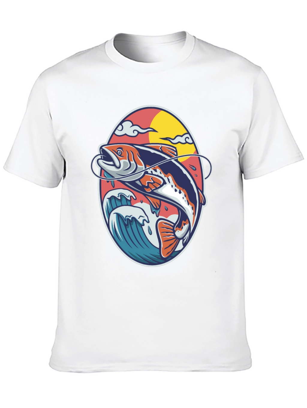 Fishing T-Shirt - Fish Jumping Out of Water Design