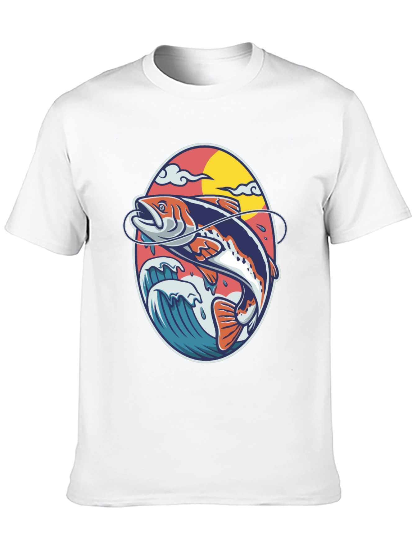 Fishing T-Shirt - Fish Jumping Out of Water Design