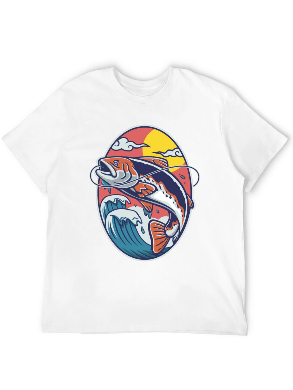 Fishing T-Shirt - Fish Jumping Out of Water Design