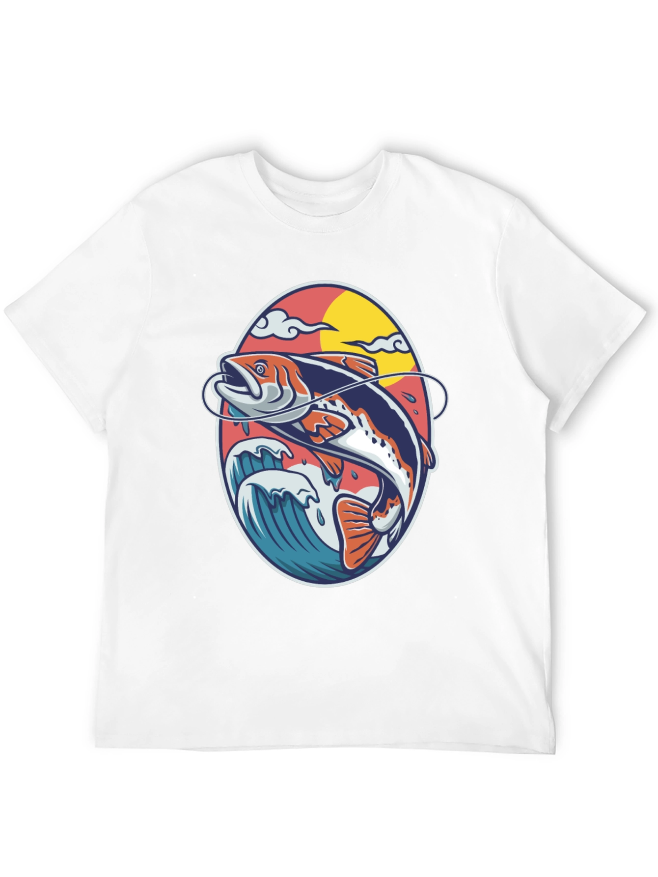 Fishing T-Shirt - Fish Jumping Out of Water Design