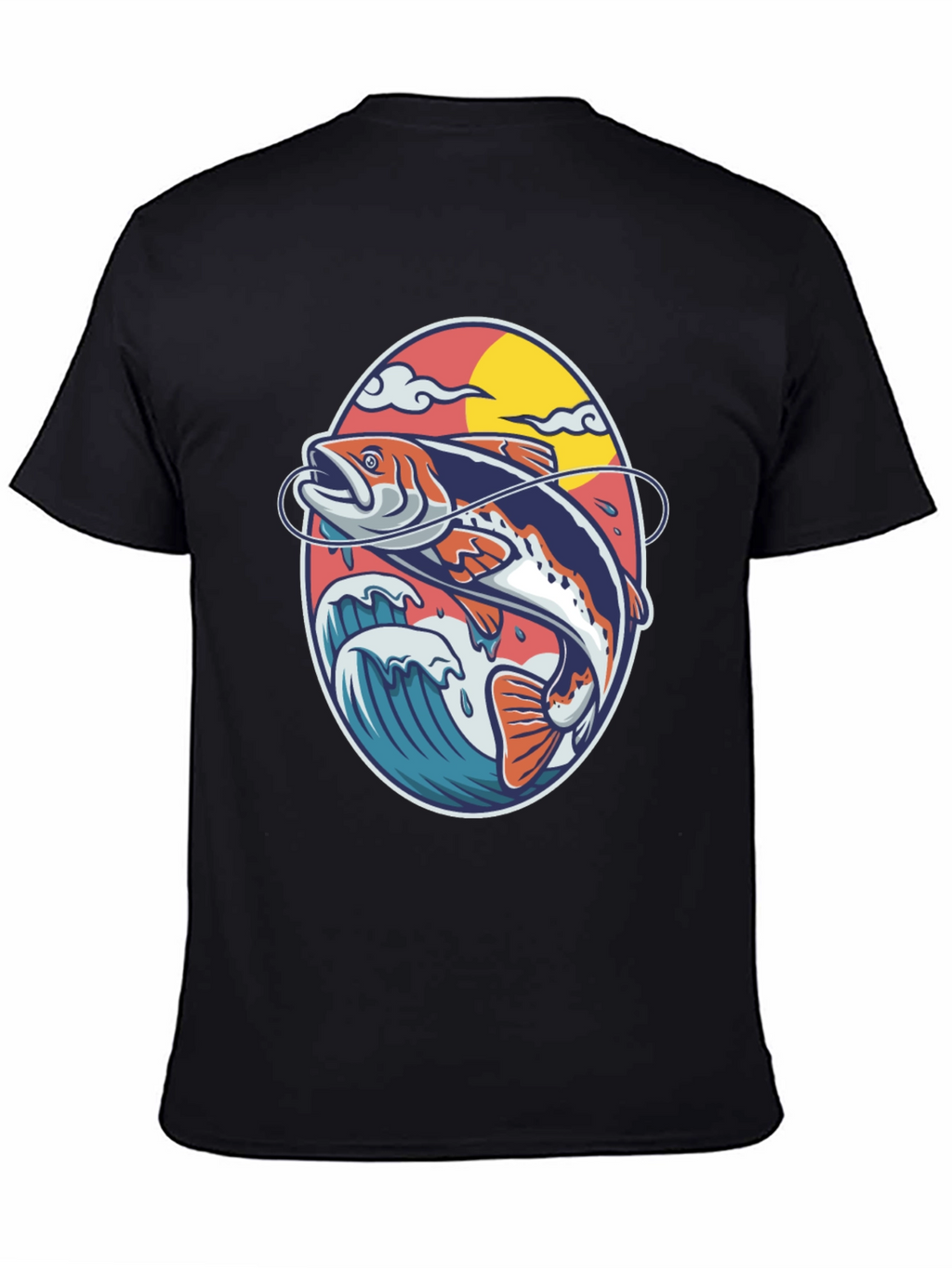 Fishing T-Shirt - Fish Jumping Out of Water Design