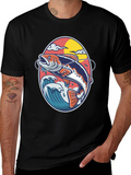 Fishing T-Shirt - Fish Jumping Out of Water Design