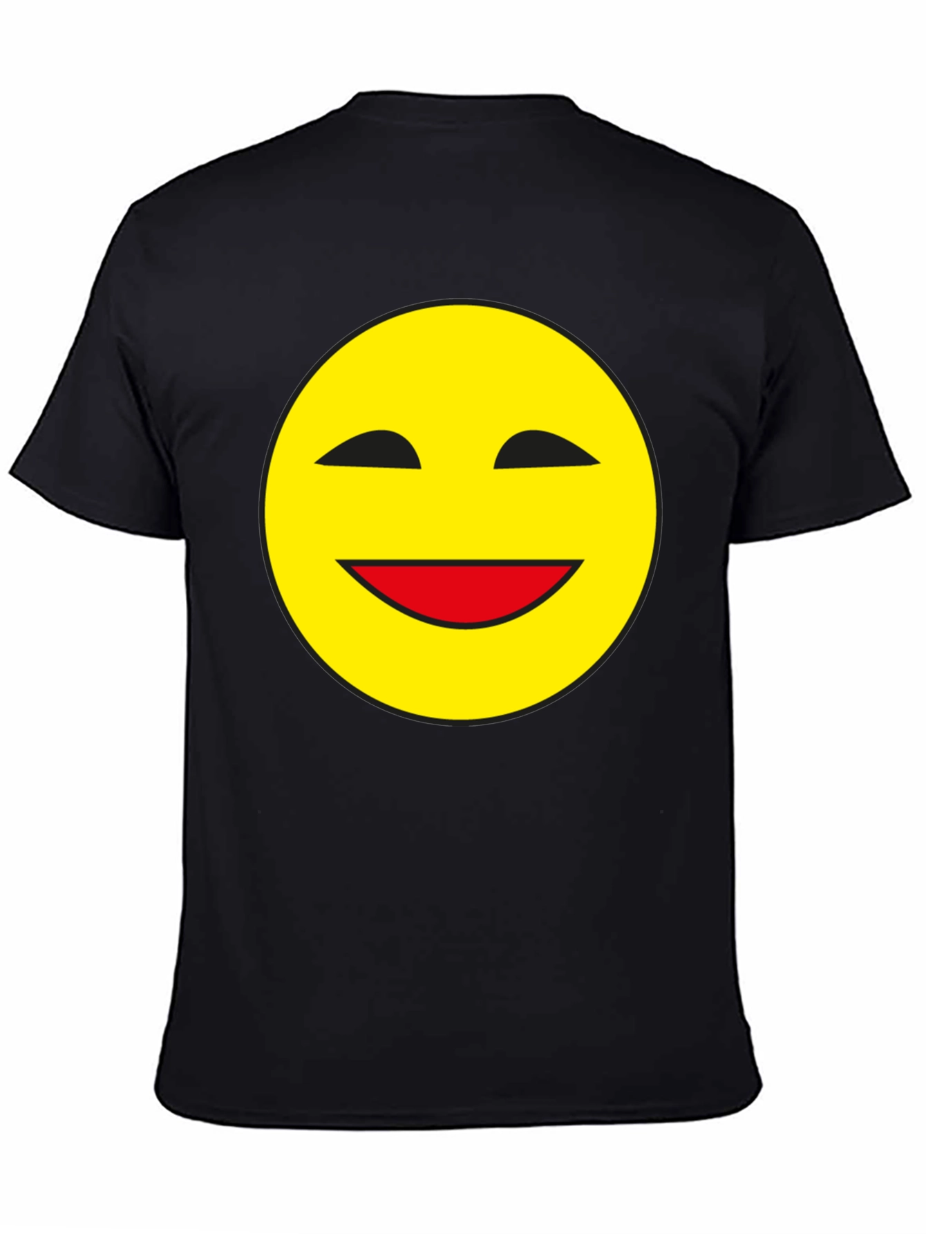 Smiley Face Black T-Shirt - Classic Happy Design