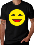 Smiley Face Black T-Shirt - Classic Happy Design