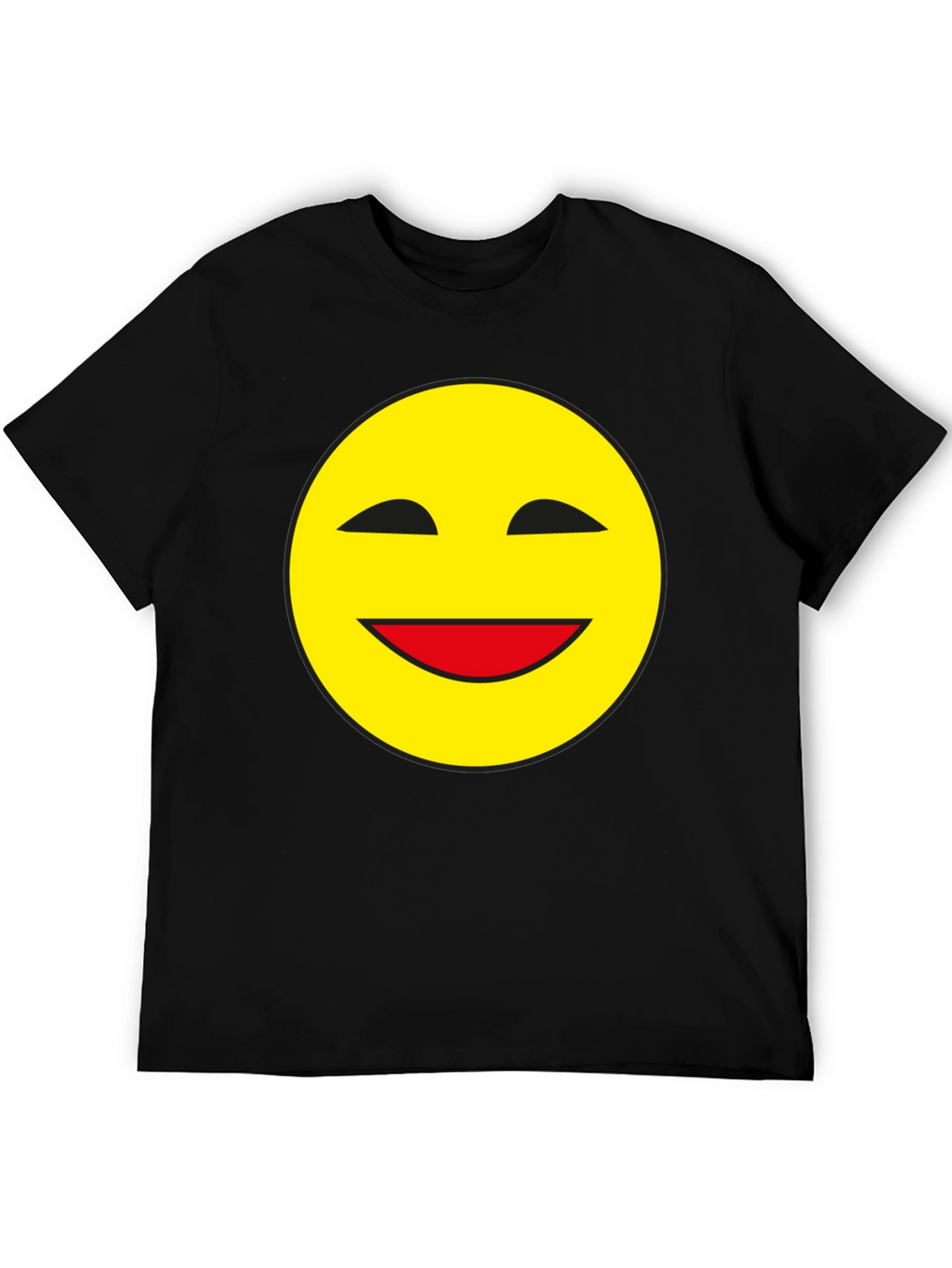 Smiley Face Black T-Shirt - Classic Happy Design