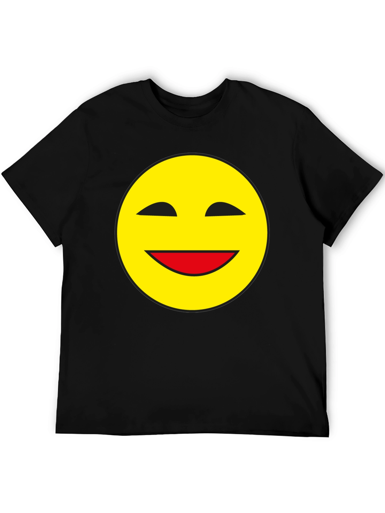 Smiley Face Black T-Shirt - Classic Happy Design