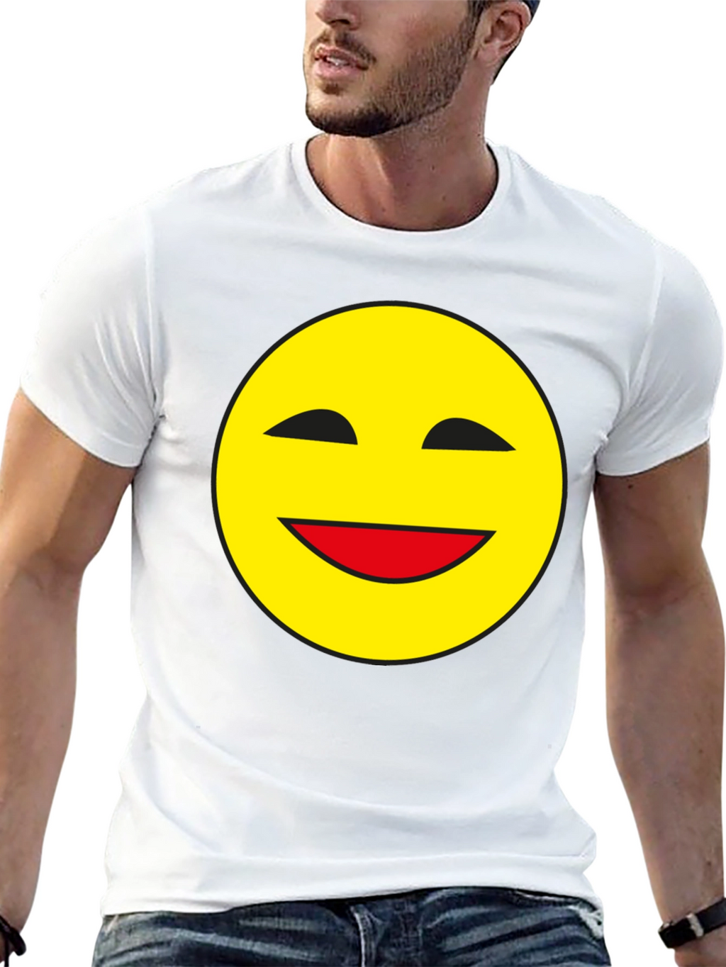 Smiley Face Black T-Shirt - Classic Happy Design