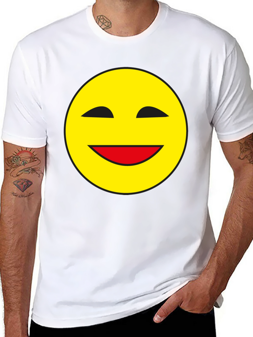 Smiley Face Black T-Shirt - Classic Happy Design