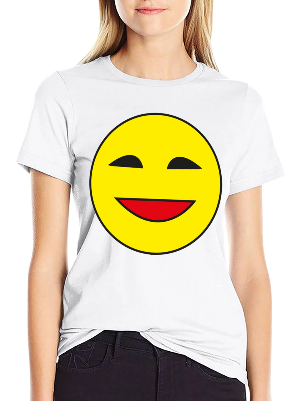 Smiley Face Black T-Shirt - Classic Happy Design