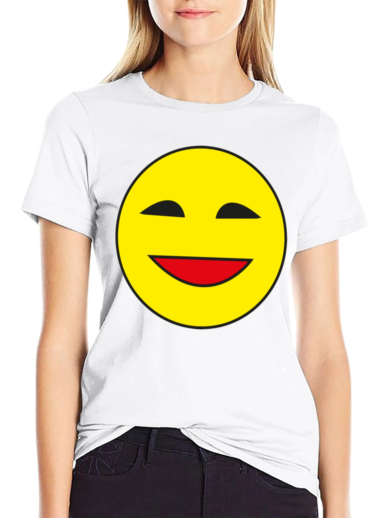 Smiley Face Black T-Shirt - Classic Happy Design