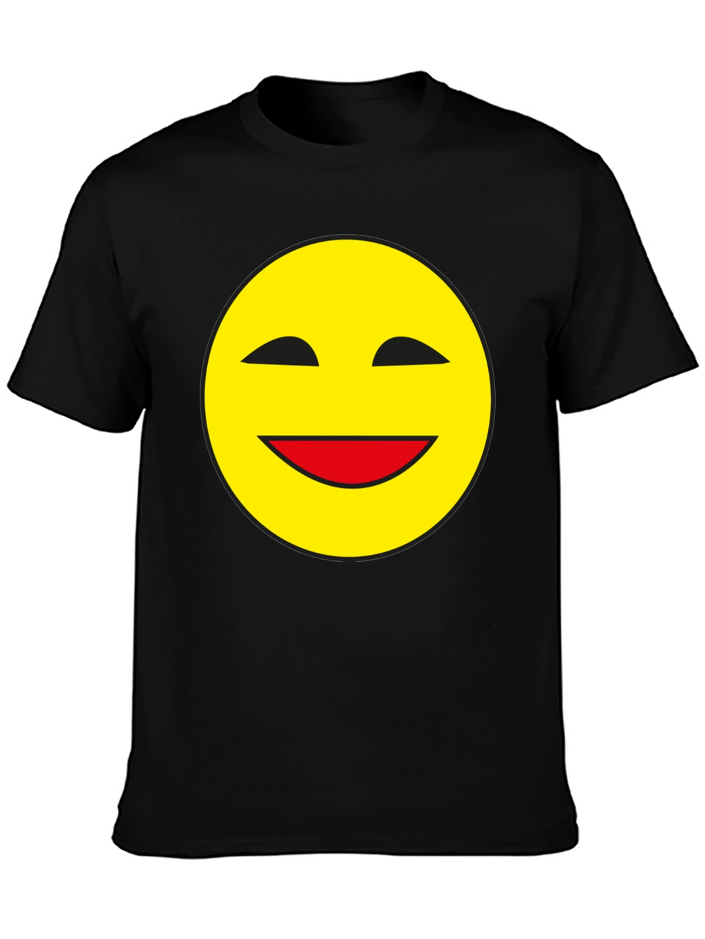 Smiley Face Black T-Shirt - Classic Happy Design
