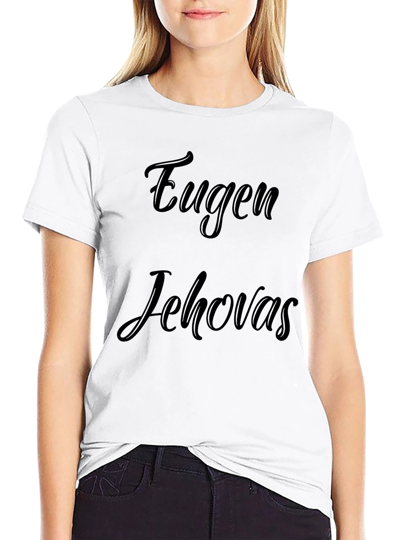 Eugen Jehovahs Black Graphic T-Shirt Casual Wear