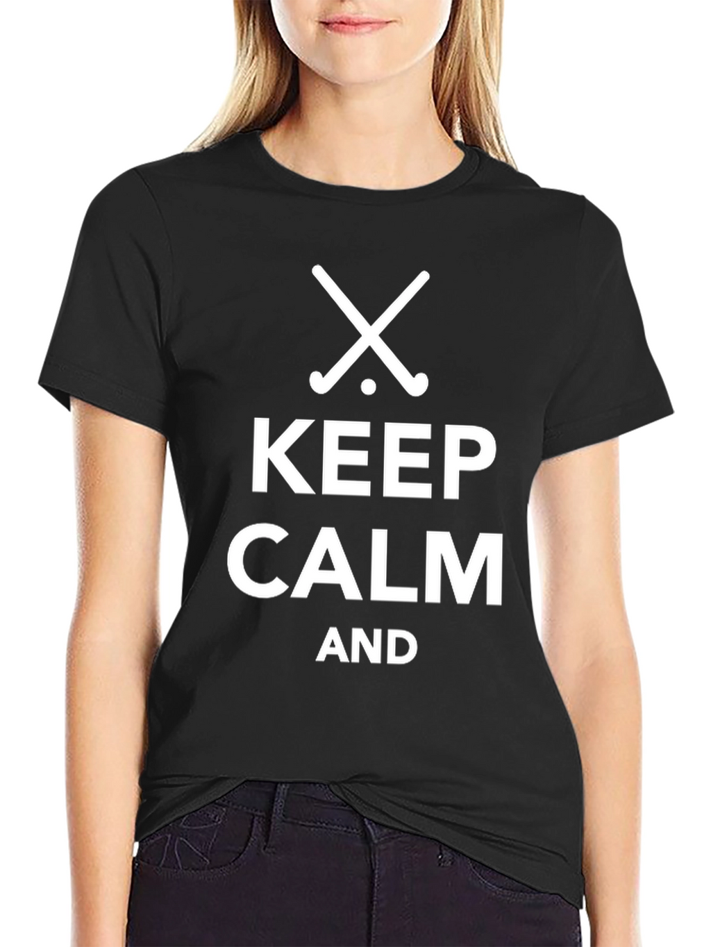 Keep Calm and Play Hockey - Black T-Shirt