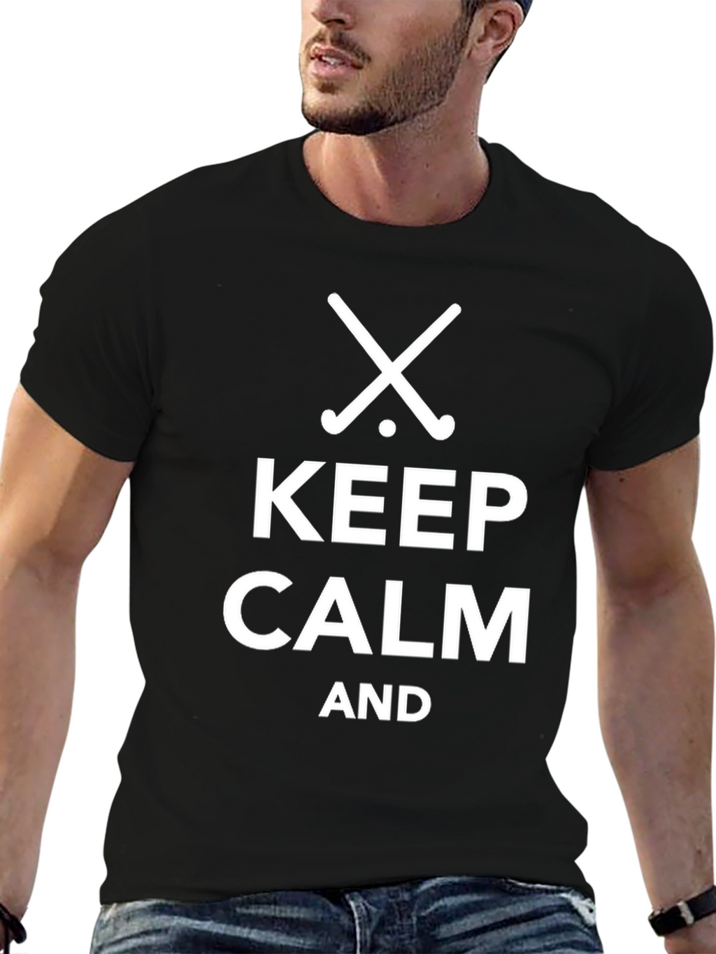 Keep Calm and Play Hockey - Black T-Shirt