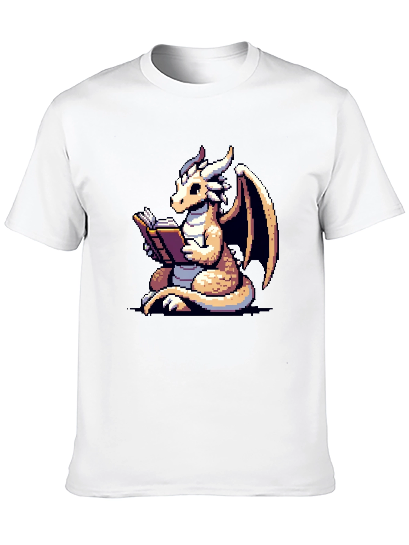 Dragon Reader T-Shirt - Pixel Art Fantasy Tee
