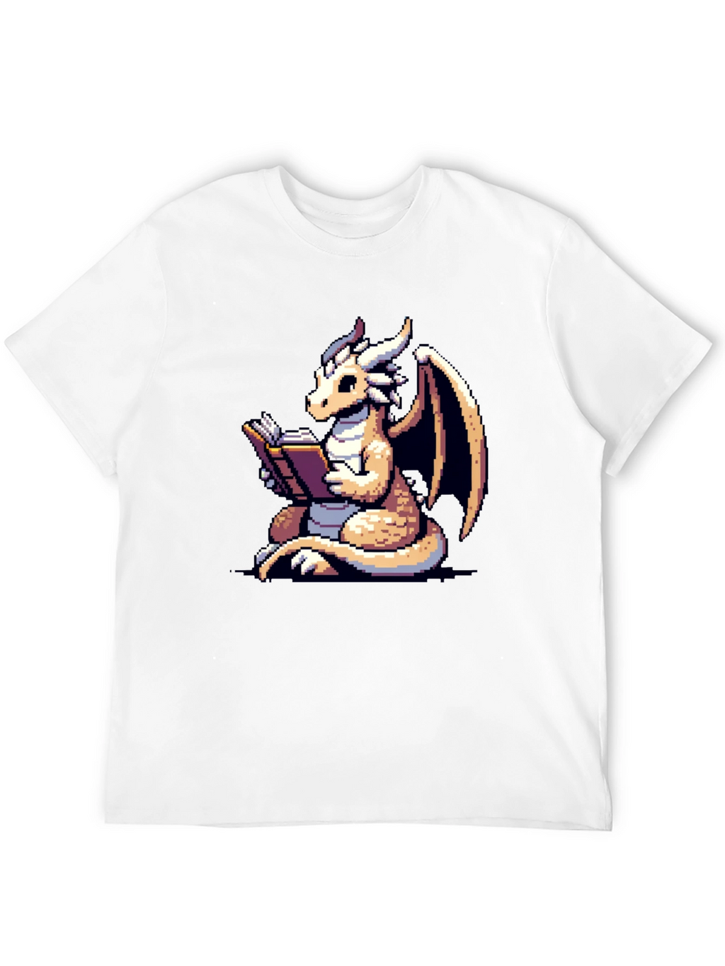 Dragon Reader T-Shirt - Pixel Art Fantasy Tee