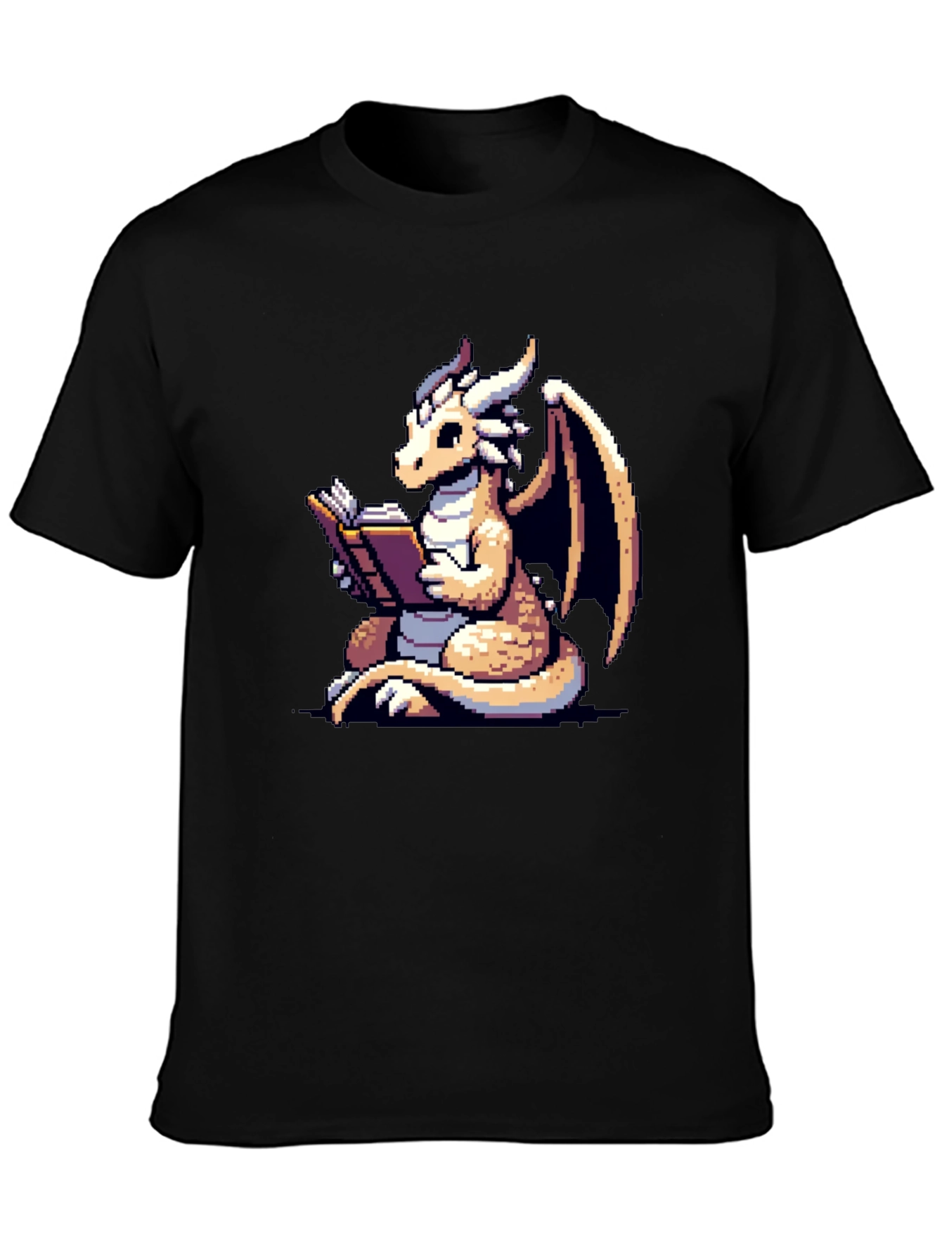 Dragon Reader T-Shirt - Pixel Art Fantasy Tee