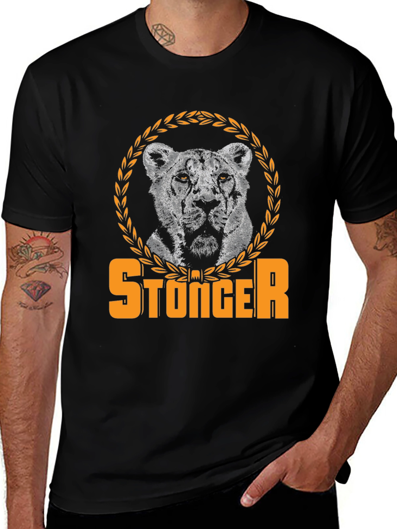 Stonger Lion Graphic Tee - Black