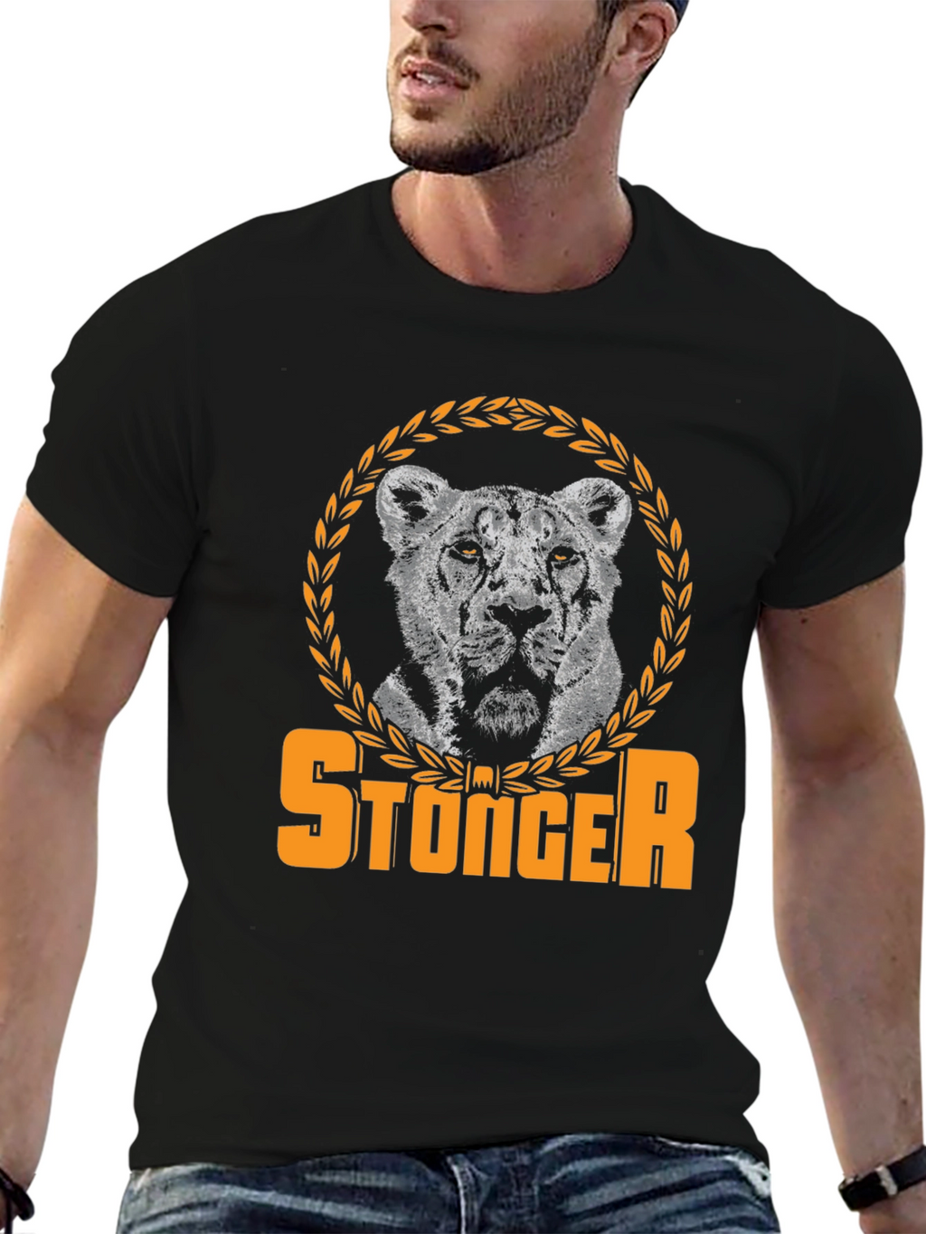 Stonger Lion Graphic Tee - Black