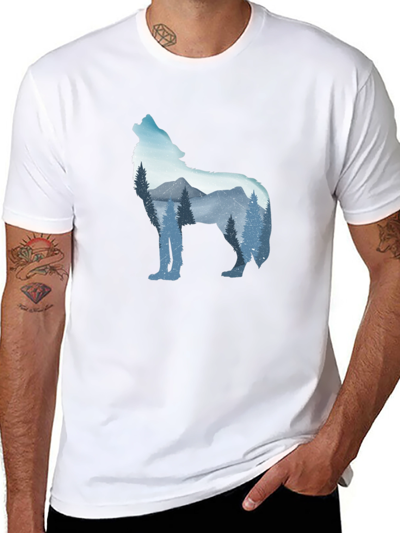Wolf Mountain Graphic Tee - Mens Black T-Shirt