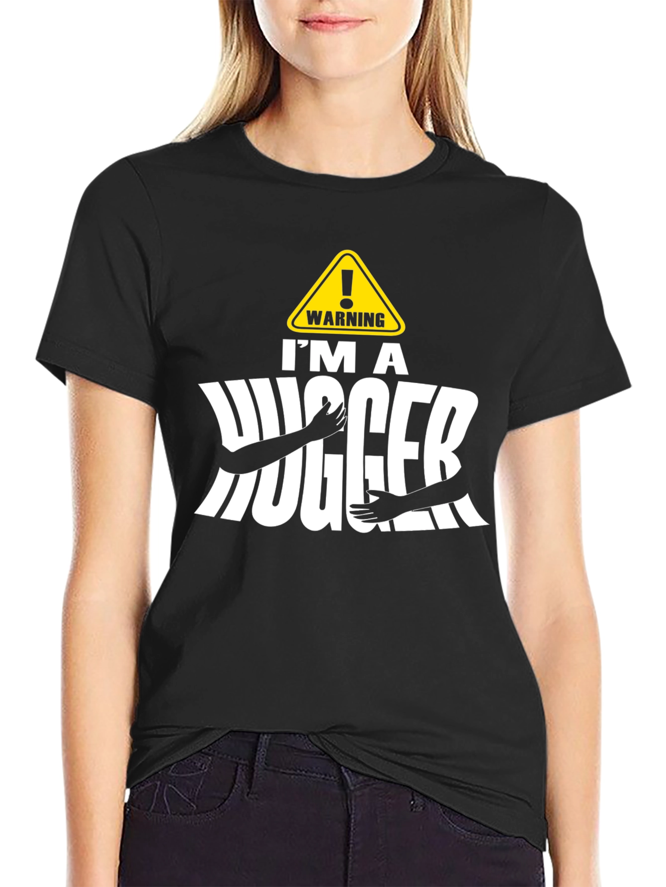 Warning Im A Hugger Black T-Shirt