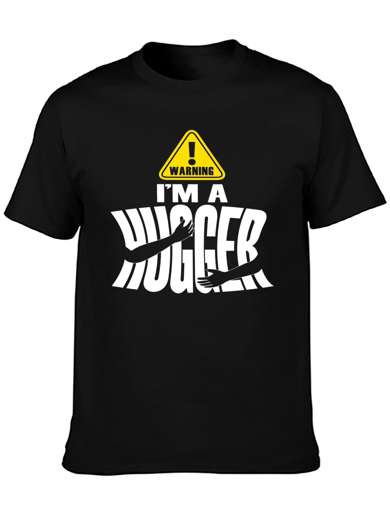 Warning Im A Hugger Black T-Shirt