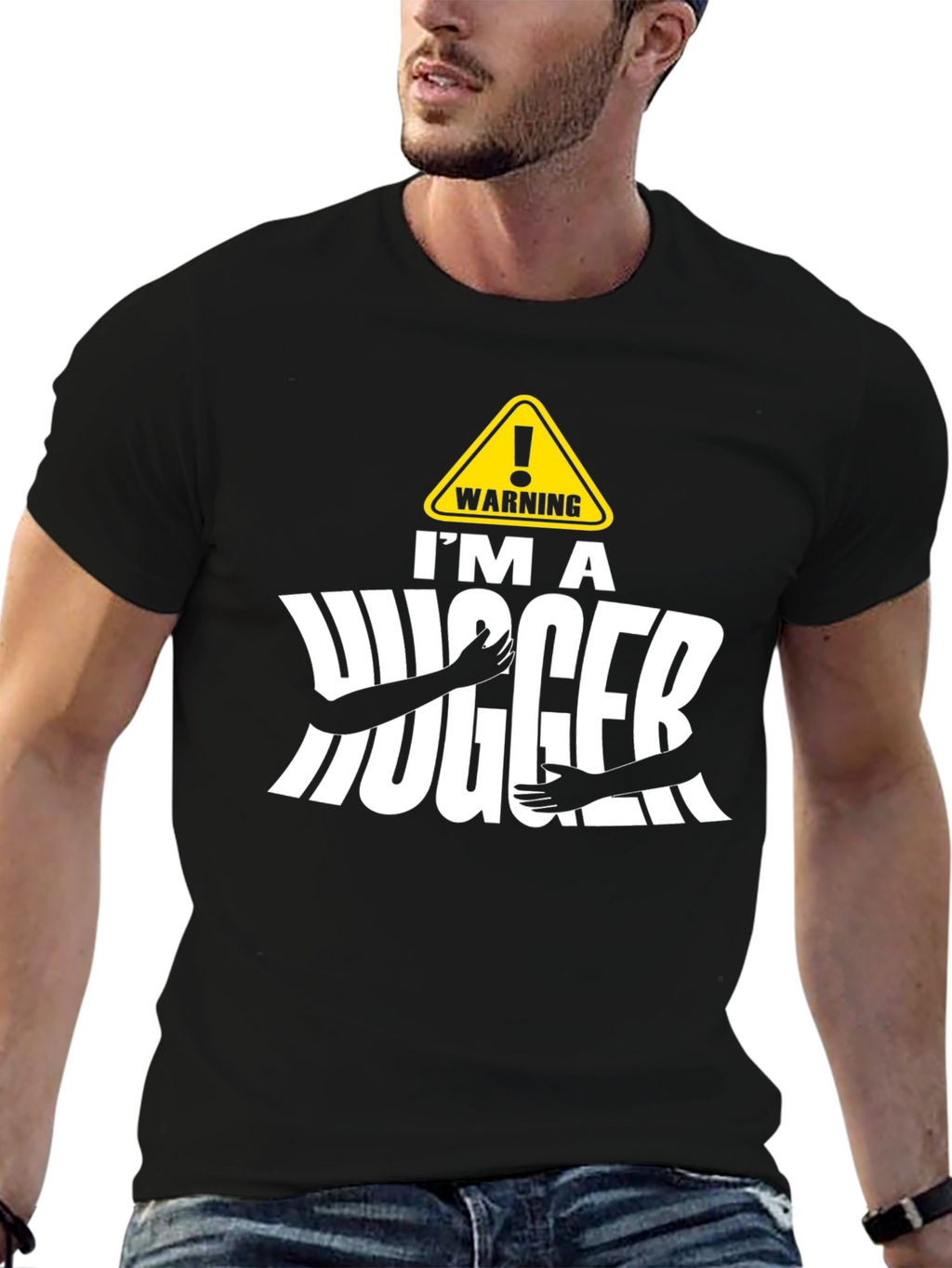 Warning Im A Hugger Black T-Shirt