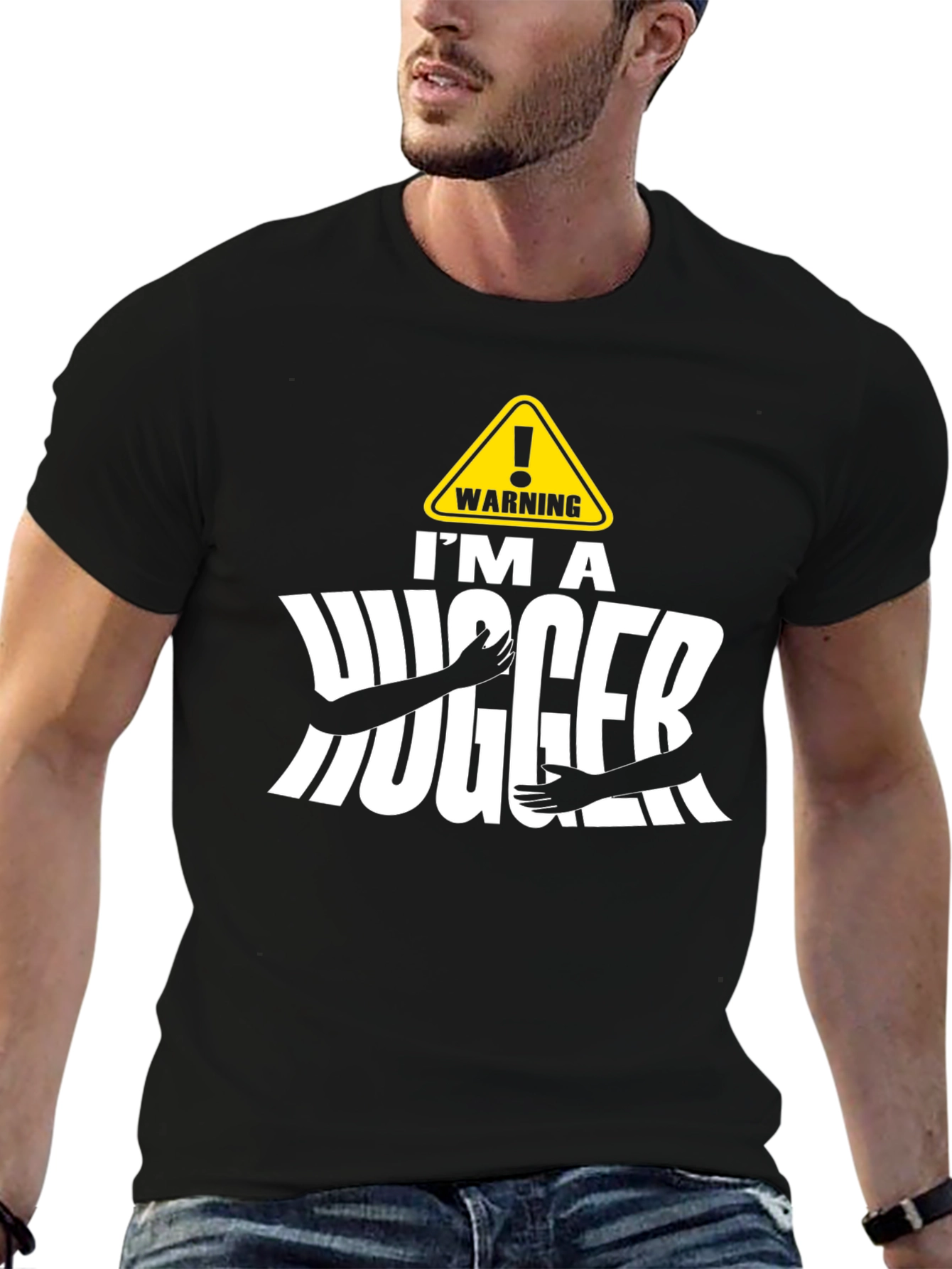 Warning Im A Hugger Black T-Shirt