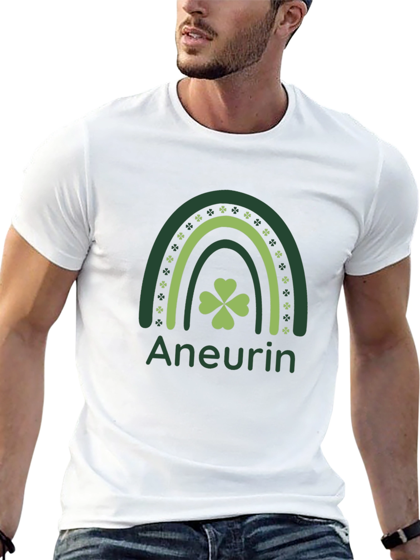 St. Patricks Day Aneurin Clover Rainbow Tee