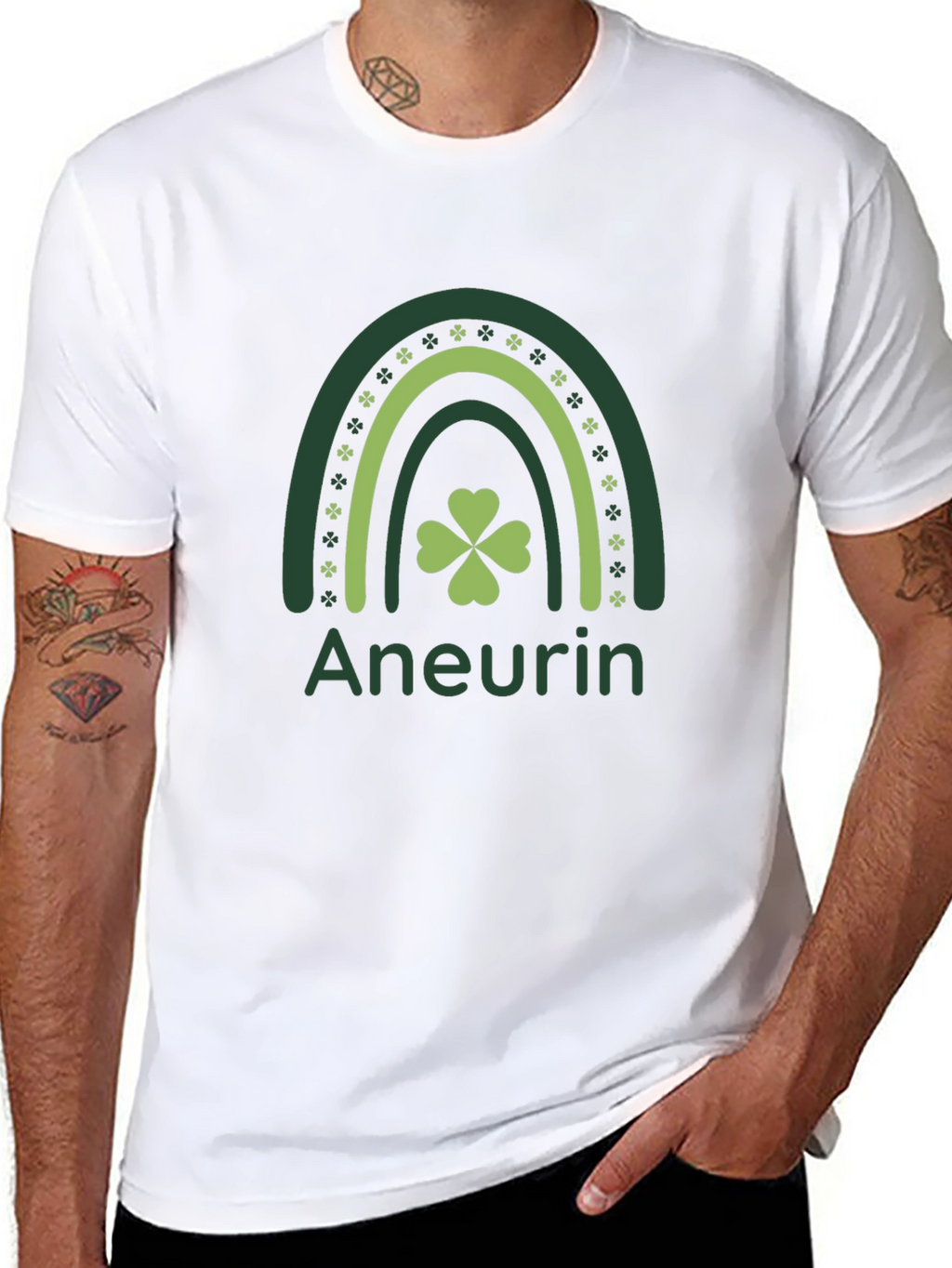 St. Patricks Day Aneurin Clover Rainbow Tee