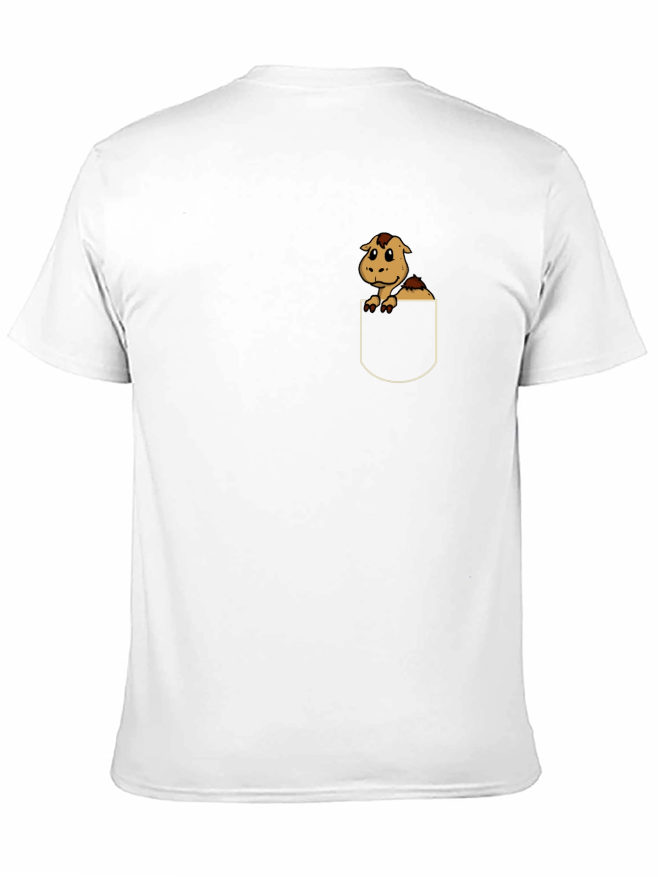 Cute Cartoon Horse in Pocket Black T-Shirt