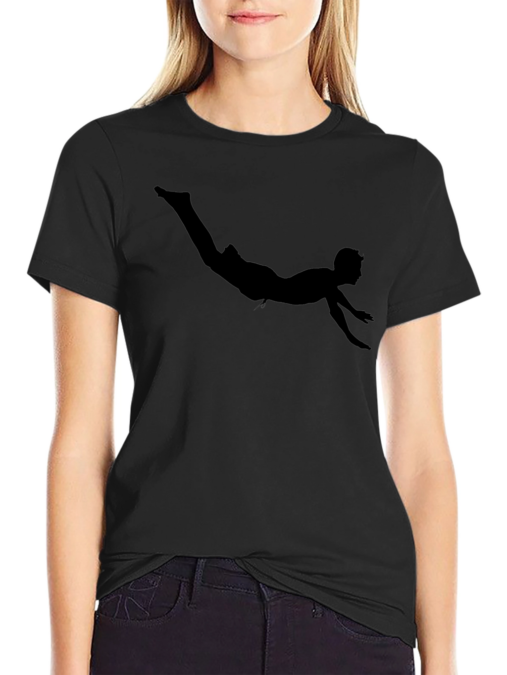 Diver Silhouette Graphic Tee - Black Cotton T-Shirt