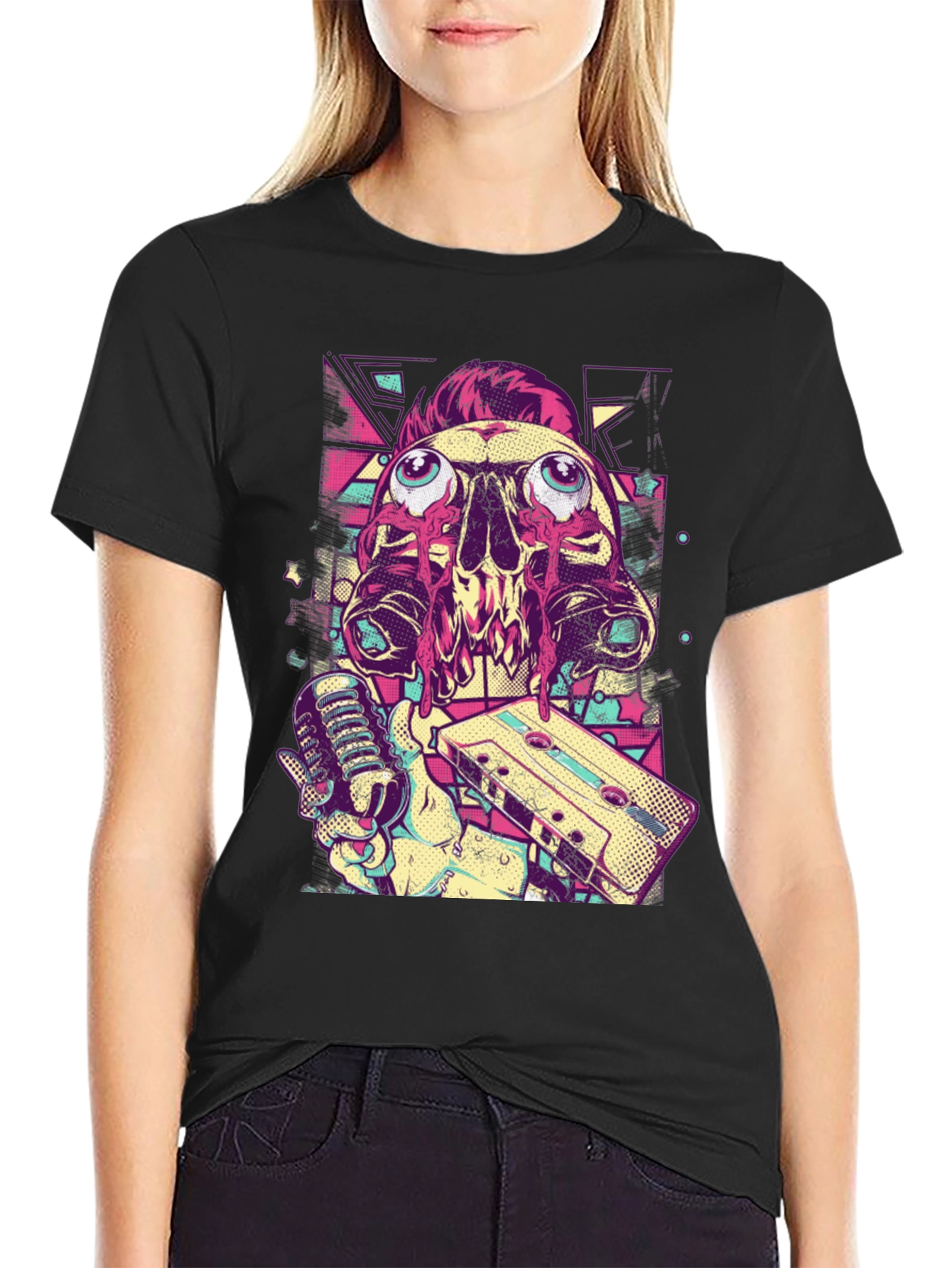 Skull DJ Graphic Tee - Music Lovers Black T-Shirt