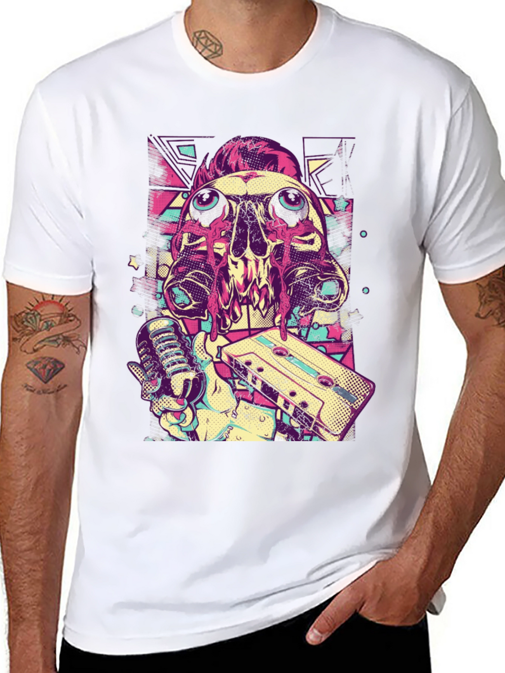 Skull DJ Graphic Tee - Music Lovers Black T-Shirt