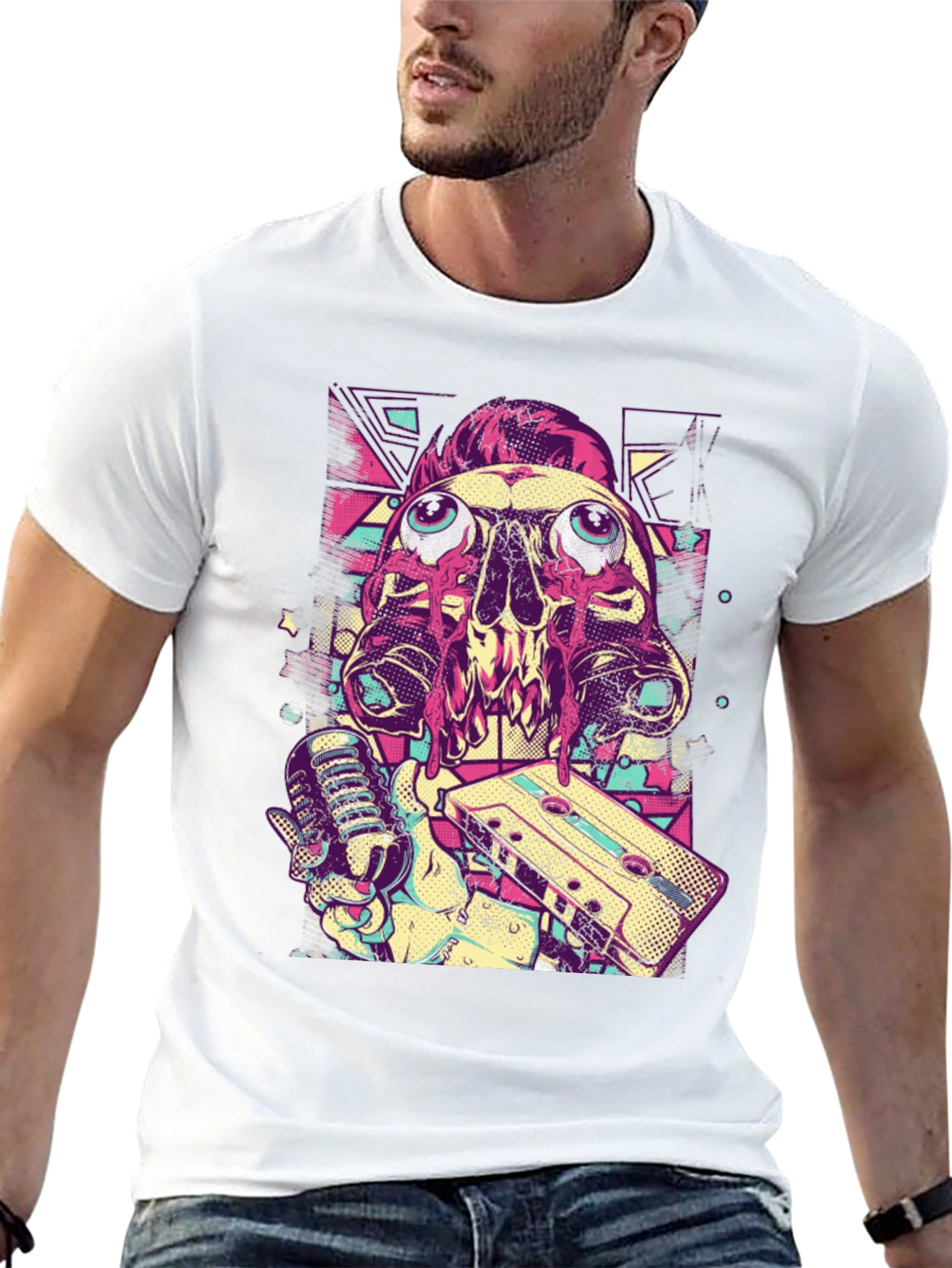 Skull DJ Graphic Tee - Music Lovers Black T-Shirt