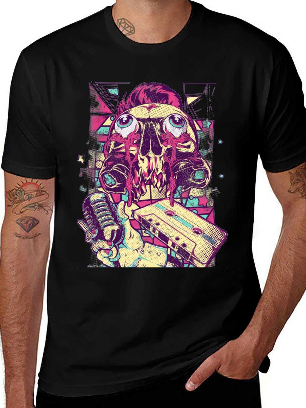 Skull DJ Graphic Tee - Music Lovers Black T-Shirt