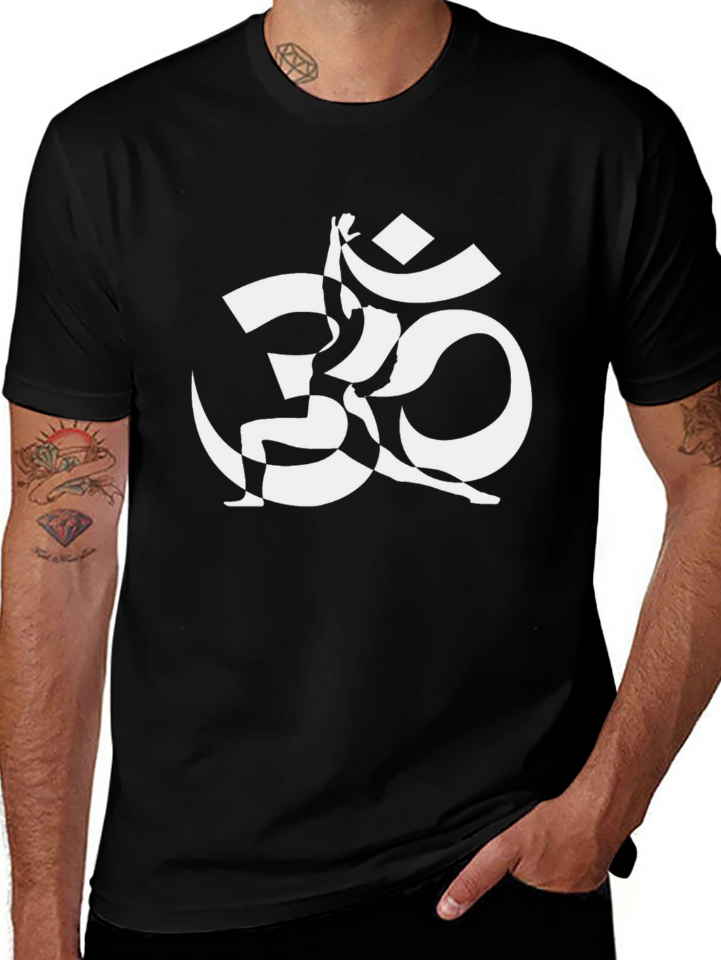 Om Yoga Pose Graphic Tee - Black