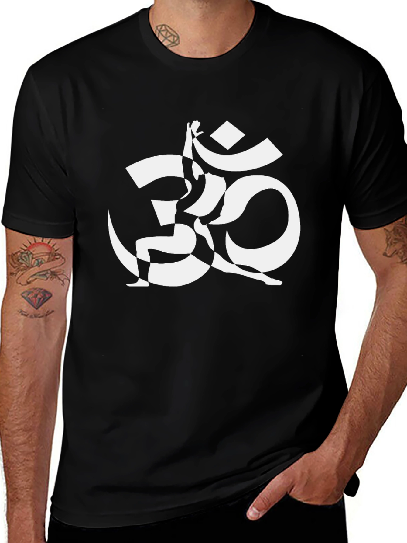 Om Yoga Pose Graphic Tee - Black
