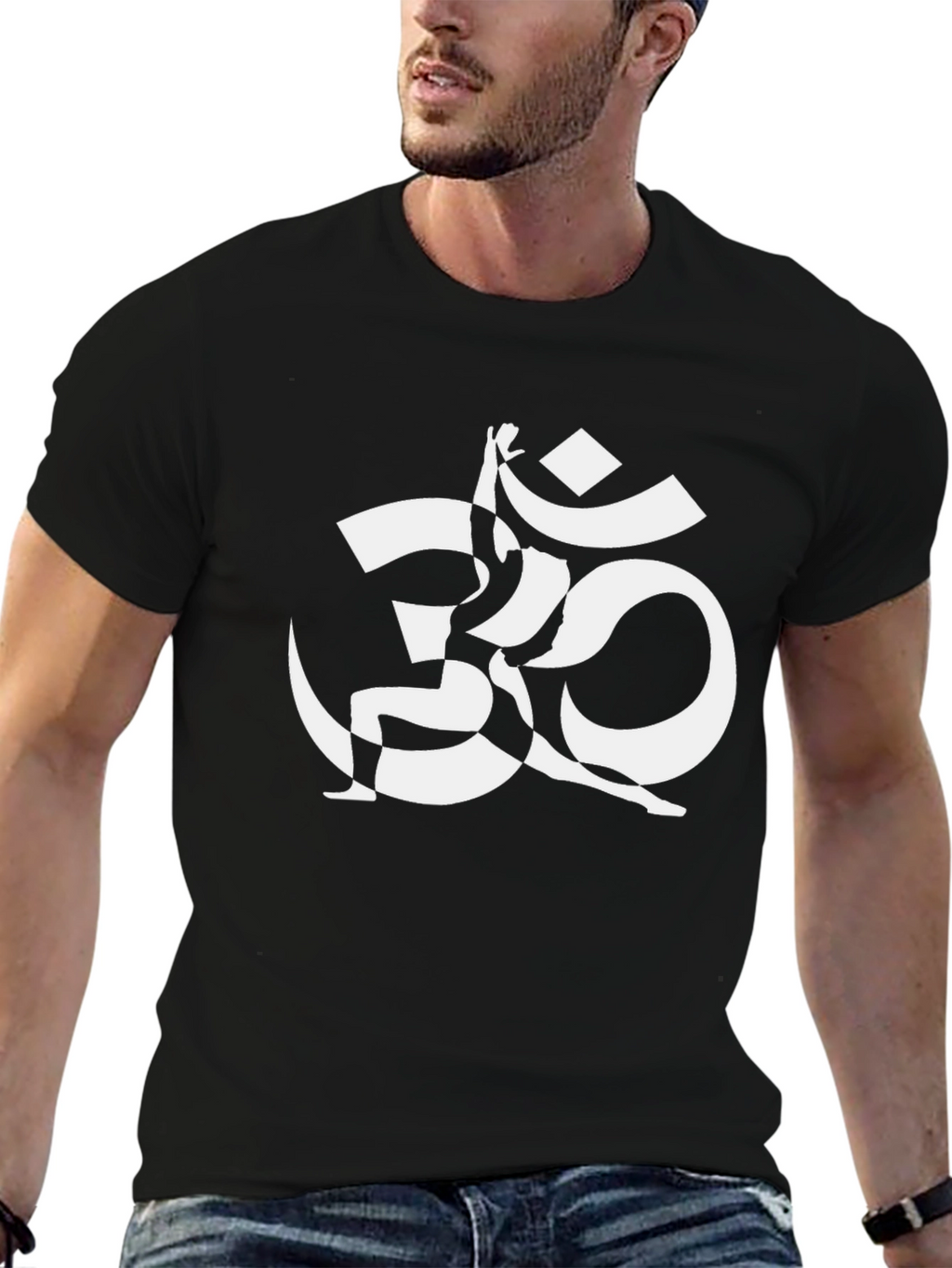 Om Yoga Pose Graphic Tee - Black