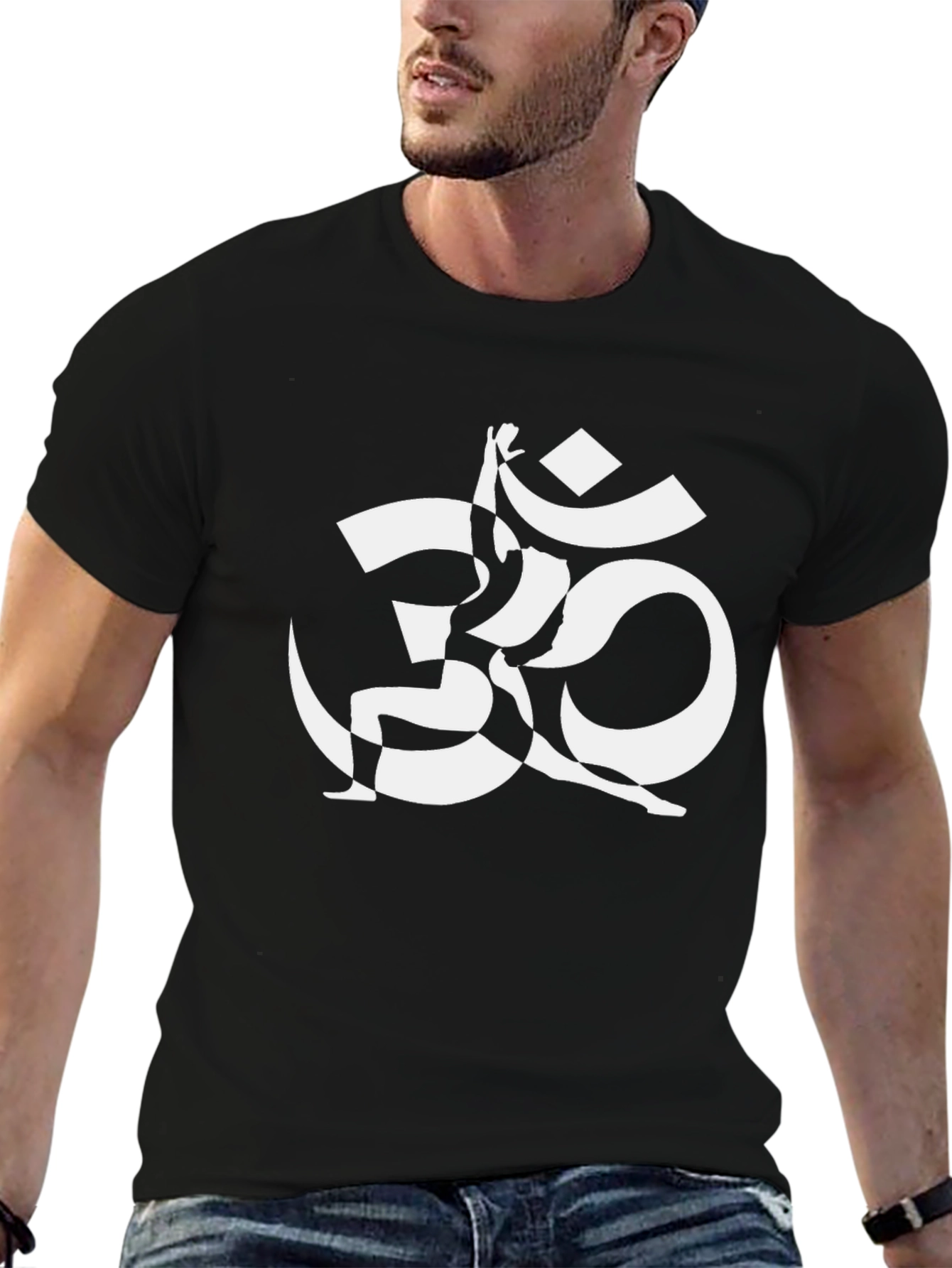 Om Yoga Pose Graphic Tee - Black