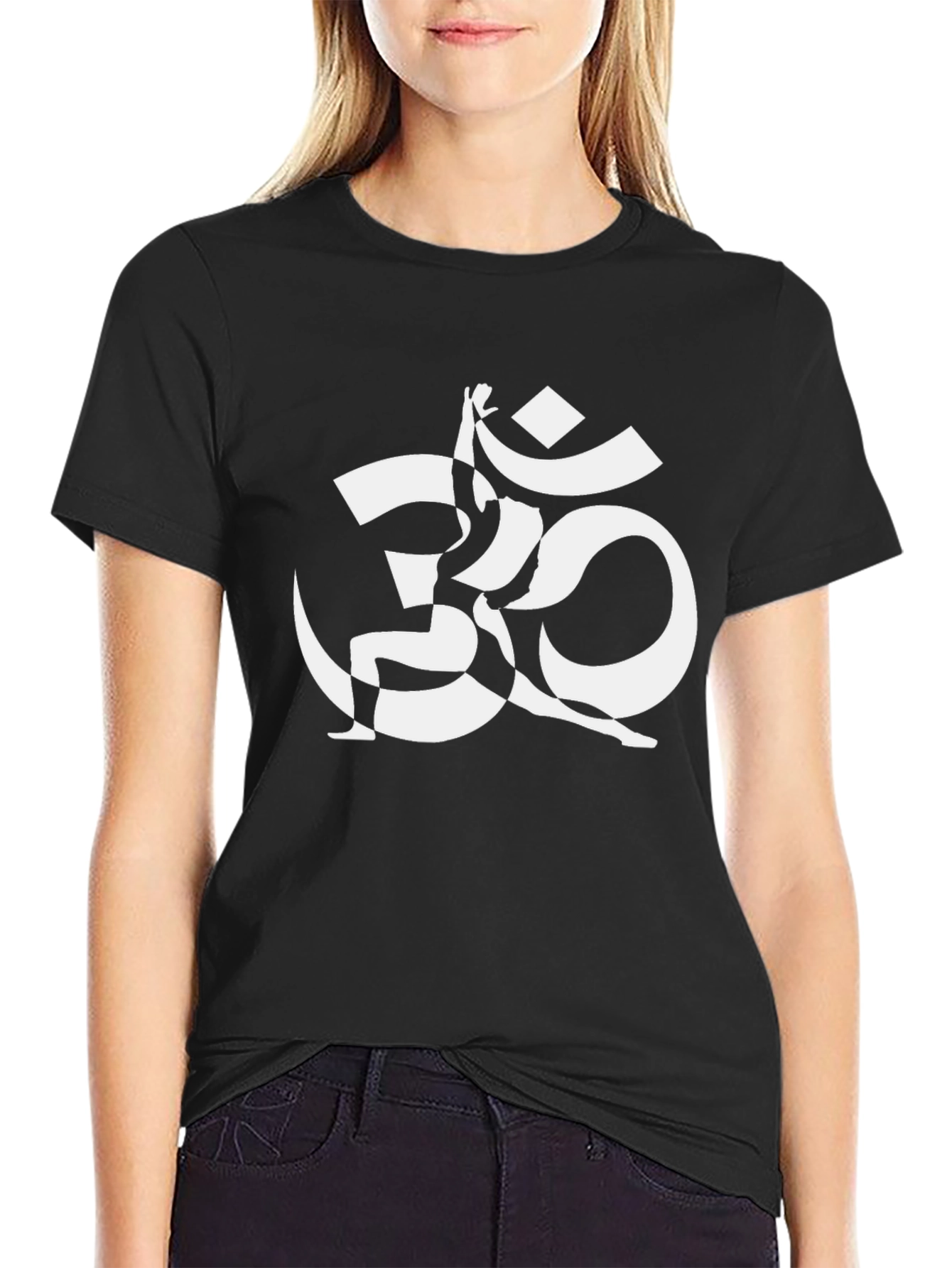 Om Yoga Pose Graphic Tee - Black