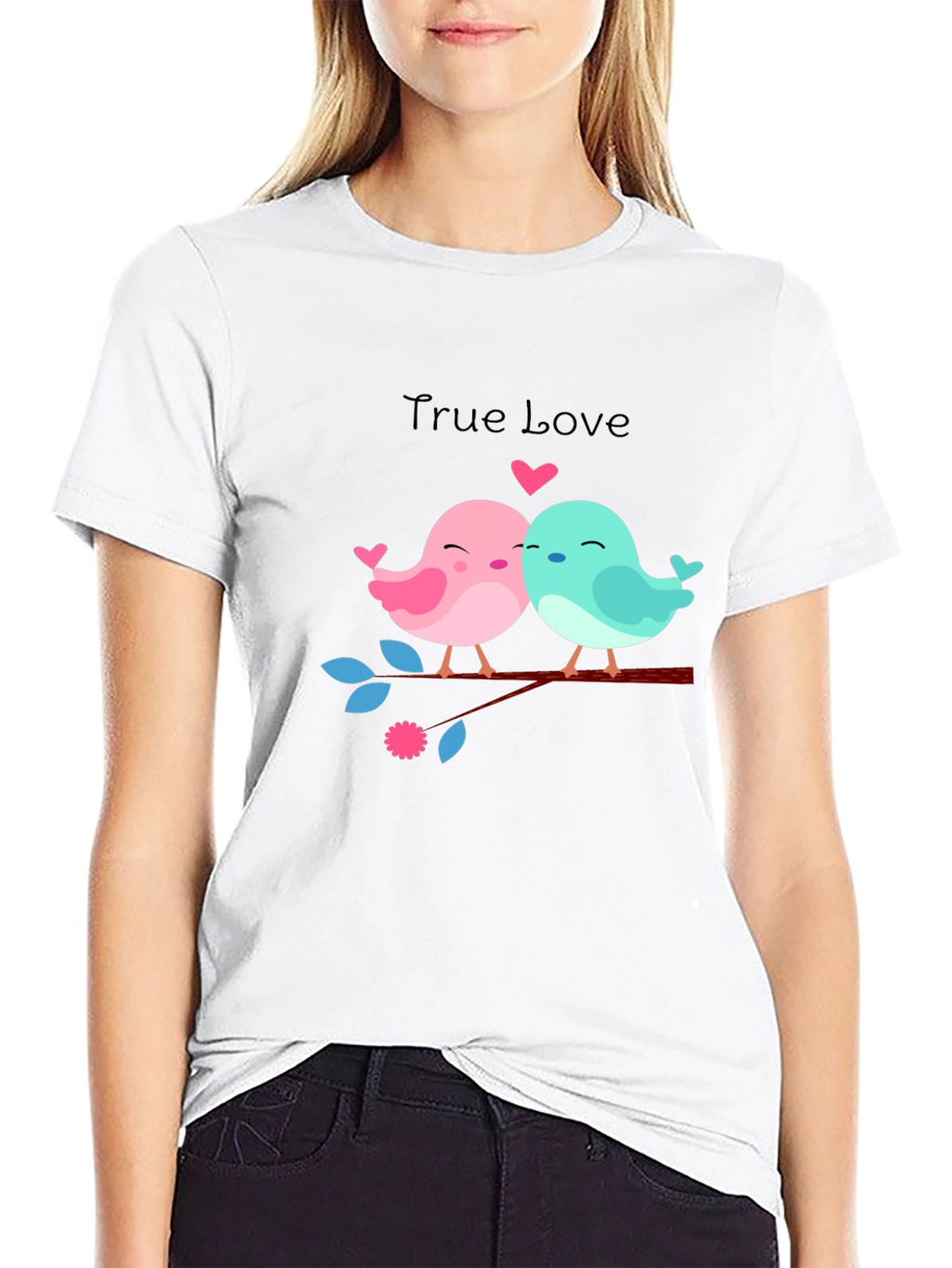 True Love Birds Graphic Tee - Black