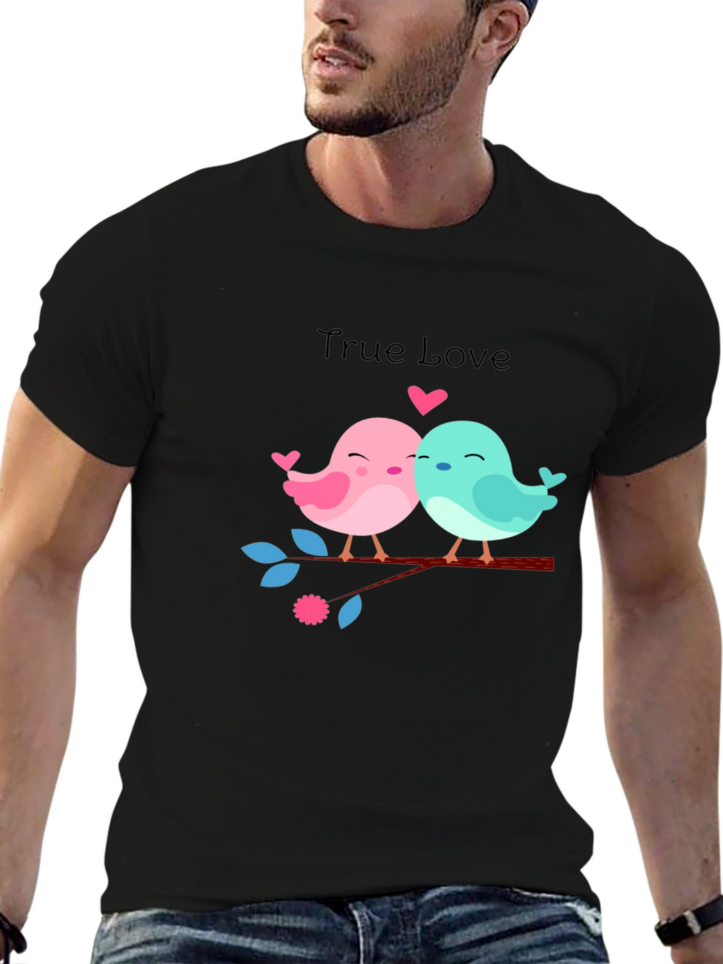 True Love Birds Graphic Tee - Black