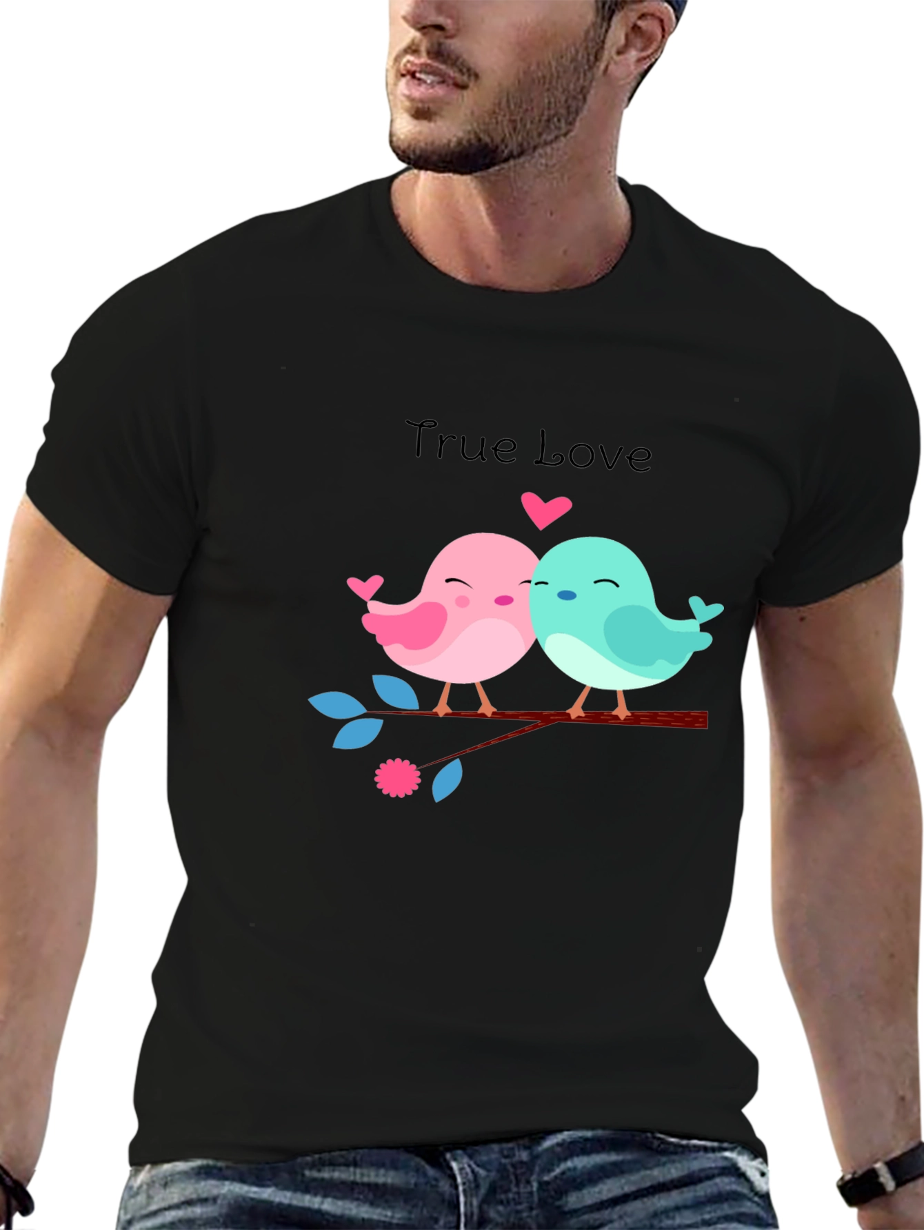 True Love Birds Graphic Tee - Black