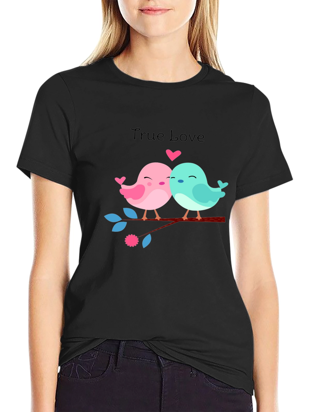 True Love Birds Graphic Tee - Black